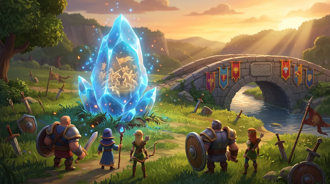 A memory crystal replaying a battle